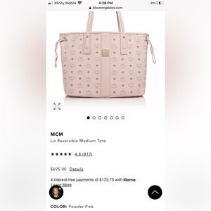 BNWT MCM Visetos Medium Liz 👜 Bag NO WRISTLET, Powder Pink/Black, retails $695